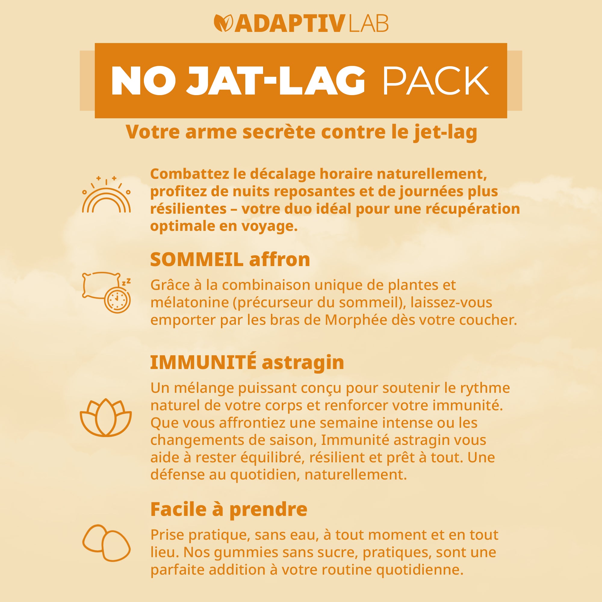 NO JET-LAG Duo: IMMUNITÉ Astragin® + SOMMEIL Affron®