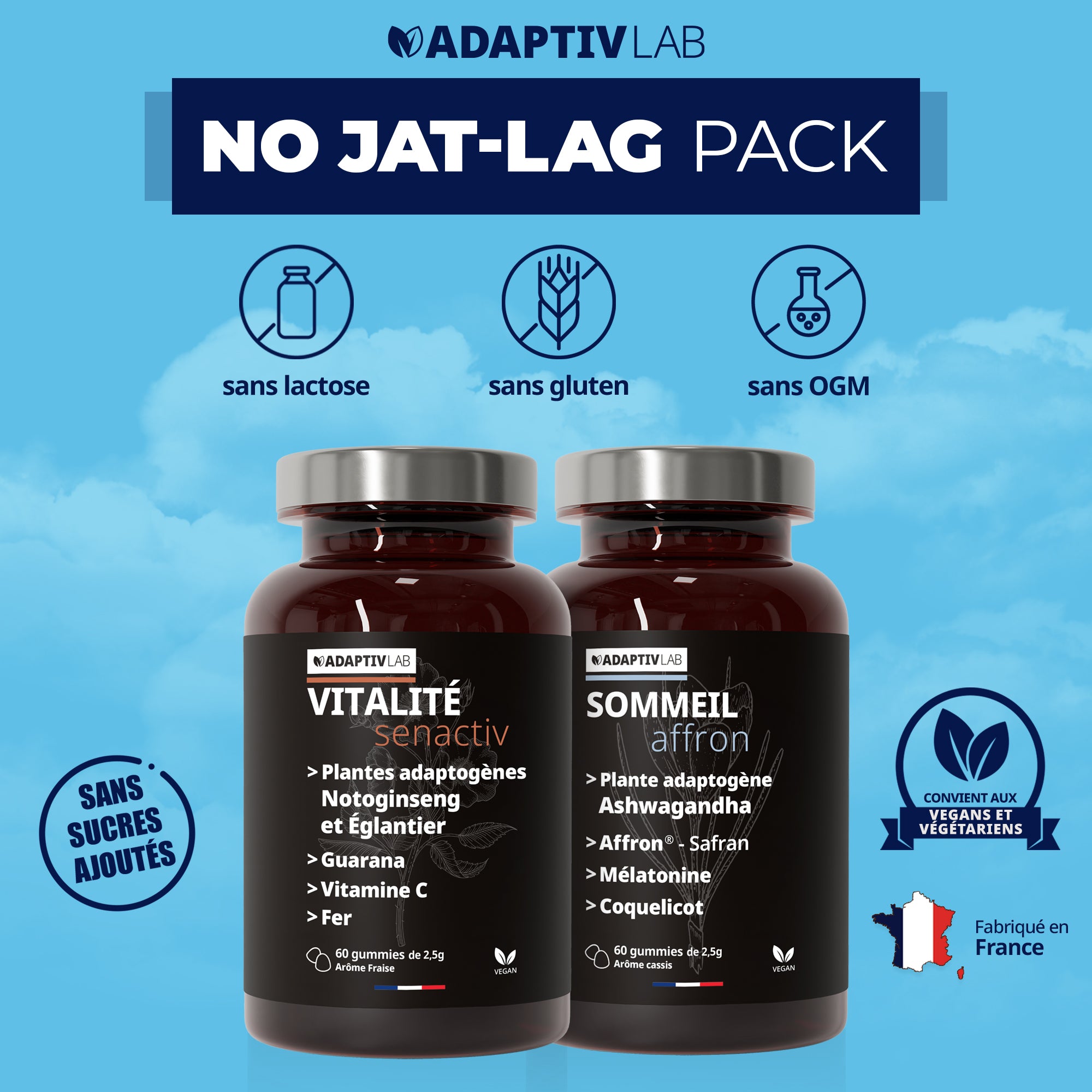 NO JET-LAG Duo: SOMMEIL Affron® + VITALITÉ Senactiv®